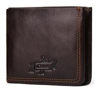 NTALJC AirTag Wallet, Mens Wallet Zipper Bifold Wallet Cowhide Leather Front Pocket Wallet Minimalist Slim Wallet Large Capacity Vintage Anti-Theft Security Purse with AirTag Holder