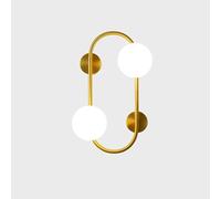 NTALJC All Copper Wall Lamp, Frosted Glass Double Head Ring Living Room Bedroom Bedside Lamp Home Decoration Lighting Fixture,