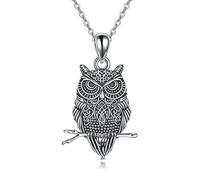 NTALJC Animal Necklace Silver Celtic Owl Horse Pendant Necklace Viking Animal Jewellery Gift for Women Men Unsex