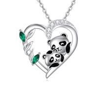 NTALJC Animal Necklace Silver Elephant Mama Bear Panda Pendant Necklace Cute Animal Jewerly Gift for Women Wife Sister Mother Daughter