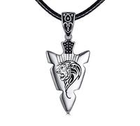 NTALJC Arrowhead Necklace Silver Wolf/Lion/Viking Arrow Pendant Necklace Jewellery Gifts for Men