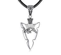 NTALJC Arrowhead Necklace Silver Wolf/Lion/Viking Arrow Pendant Necklace Jewellery Gifts for Men