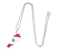 NTALJC avec pendentif carte du Liban, texture en alliage avec revêtement résistant, réglable pour les personnes à la mode