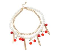 NTALJC avec pendentif en fme de cerises avec pompons double couche pour un look au quotidien