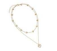 NTALJC avec pendentif en fme de cœur creux double couche fait à la main en alliage texturé adapté pour les fêtes