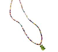 NTALJC avec pendentif ours colé - ras du cou ptable avec perles - Bijoux pour les amateurs de mode