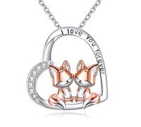 NTALJC Axolotl/Koala/Fox/Dog/Dragon/Angel Wings Necklace Silver Heart Pendant Necklace Cute Animal Love Jewellery Gift For Women