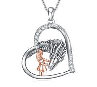 NTALJC Axolotl/Koala/Fox/Dog/Dragon/Angel Wings Necklace Silver Heart Pendant Necklace Cute Animal Love Jewellery Gift For Women