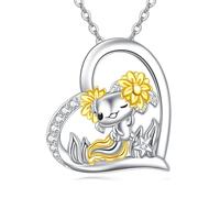NTALJC Axolotl/Koala/Fox/Dog/Dragon/Angel Wings Necklace Silver Heart Pendant Necklace Cute Animal Love Jewellery Gift For Women