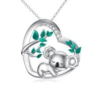 NTALJC Axolotl/Koala/Fox/Dog/Dragon/Angel Wings Necklace Silver Heart Pendant Necklace Cute Animal Love Jewellery Gift For Women