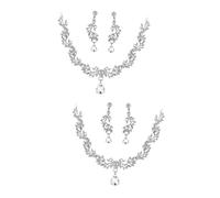 NTALJC Bijoux En Cristal Et Diamant Pour Femmes Collier Pendentif Boucle D'eille De Mariage Accessoires De Mariée Strass Boucles D'eilles Tendance Bijoux