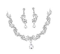 NTALJC Bijoux En Cristal Et Diamant Pour Femmes Collier Pendentif Boucle D'eille De Mariage Accessoires De Mariée Strass Boucles D'eilles Tendance Bijoux