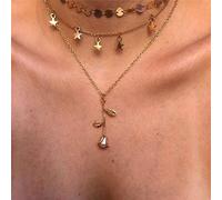 NTALJC Boho Multi-element Crystal Necklaces For Women Fashion Gold Necklace Vintage Multiple Layers Pendant Necklace Jewelry Gift