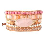 NTALJC Boho Wo,Boho Multi-Layer Handmade Reiki Rose Quartz Woven Adjustable Wrap Beaded Jewellery for Wo