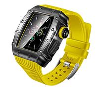 NTALJC Bracelet de montre en alliage d'aluminium et silicone, pour 9 8 7 6 5 4 SE 44 mm 45 mm Bracelet de remplacement pour ceinture de sport Kit de modification de boîtier