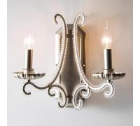 NTALJC Brushed Silver Wall Candle Sconce 2 Lights V-itage Farmhouse Crystal Wall Light V-intage Modern Candle Wall Sconce,Ceiling Lighting