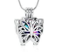 NTALJC Butterfly Urn Necklace Cremation Jewelry for Ashes Hollow Butterfly Keepsake Pendant with Jar Memorial Gift for Women Girl-Colorful