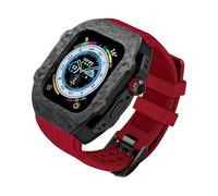 NTALJC Carbon Fiber Case Fluorine Rubber Strap Modification Kit，For Ultra 49mm 45mm 44mm 9 8 7 6 5 4 SE Upgrade Replace Watch Strap Kit