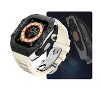 NTALJC Carbon Fiber Case Fluorine Rubber Strap Modification Kit,For Ultra 49mm 45mm 44mm 9 8 7 6 5 4 SE Upgrade Replace Watch Strap Kit