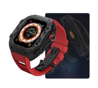 NTALJC Carbon Fiber Case Fluorine Rubber Strap Modification Kit,For Ultra 49mm 45mm 44mm 9 8 7 6 5 4 SE Upgrade Replace Watch Strap Kit