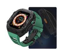 NTALJC Carbon Fiber Case Fluorine Rubber Strap Modification Kit，For Ultra 49mm 45mm 44mm 9 8 7 6 5 4 SE Upgrade Replace Watch Strap Kit