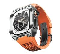 NTALJC Carbon Fiber Watch Case Rubber Strap,For Band 44/45mm 9 8 7 6 5 4 SE Series Strap Modification Kit Upgrade Modification Kit