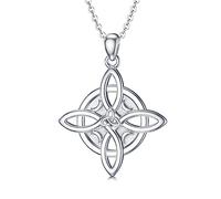 NTALJC Celtic Necklace Silver Tree of Life/Hamsa/Witches Knot/Claddagh/Viking/Pentagram/Ankh Pendant Necklace Celtic Jewelry Gift for Women