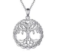 NTALJC Celtic Necklace Silver Tree of Life/Hamsa/Witches Knot/Claddagh/Viking/Pentagram/Ankh Pendant Necklace Celtic Jewelry Gift for Women