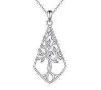 NTALJC Celtic Necklace Silver Tree of Life/Hamsa/Witches Knot/Claddagh/Viking/Pentagram/Ankh Pendant Necklace Celtic Jewelry Gift for Women