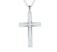 NTALJC Chaîne en argent avec opale - Cadeau pour homme et femme