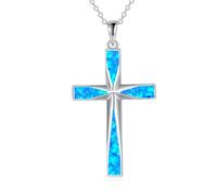 NTALJC Chaîne en argent avec opale - Cadeau pour homme et femme