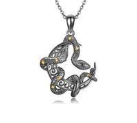 NTALJC Chaîne serpent en argent sterling avec pendentif croissant de lune noire - Bijou gothique punk - Cadeau d'anniversaire pour femme et mère, Argent sterling, Pas de gemme