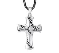 NTALJC Christian Cross Pendant, Men's Vintage Cross S Sterling SilverPendant Necklace for girls