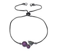 NTALJC Christmas Fruit Collection Pink Zircon Stone Cherry Bracelet Women Girls Children Kids Slide Chain Charm Bracelet Jewelry