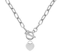 NTALJC Coin Rocker Necklaces for Women, Toggle Paper Clip Chain Padlock Pendant Necklace - Clasp and Key, Heart, Coin Chain Pendant Necklace