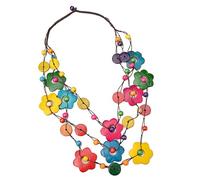 NTALJC Colliers multi-usages avec pendentif ethnique en fme de fleur pour femme - Design multicouche avec matériaux robustes en coquille de noix de coco - Utilisation quotidienne