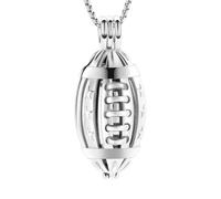 NTALJC Cremation Ash Jewelry Rugby Hollow Urn Necklace for Ashes Memorial Keepsake Pendant Necklace for Women Men-Sliver