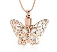 NTALJC Cremation Jewelry Hollow Butterfly Memorial Urn Necklace Stainless Steel Ashes Holder Pendant Keepsake
