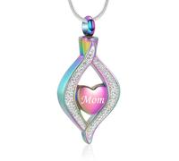 NTALJC Cremation Jewelry Urn Necklace for Ashes of Loved Ones Engraved Dad Mom Grandma Keepsake Necklace for Women-Mom