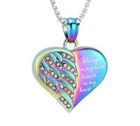 NTALJC Cremation Jewelry Urn Necklaces for Ashes for Women Men Heart Memorial Pendant for Women-Colorful