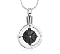 NTALJC Cremation Keepsake Jewerly Compass Urn Necklaces for Ashes Stainless Steel Memorial Pendant Graduation Gift for Women Men