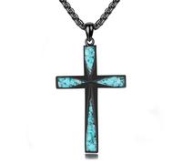 NTALJC croix noire en argent sterling et turquoise - Cadeau pour homme et femme