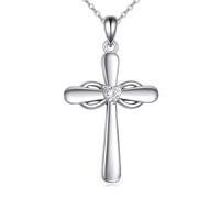 NTALJC Cross Necklace for Women Silver Celtic Rose Cross Pendant Necklace Dainty Religious Jewelry Gifts for Men Girls Girlfriend Wife