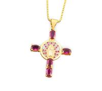 NTALJC Cross Virgin Mary Religious Pendant 5 Color Rhinestone Women Zircon Necklace Jewelry Accessory Pray Gift Daily Wear