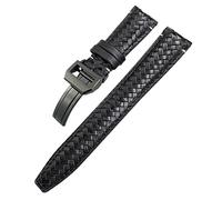 NTALJC Curved End Cowhide Woven Watchband 20mm 21mm 22mm Fit For Pilots Genuine Leather Watch Strap