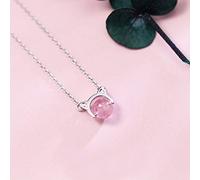 NTALJC Cute Pink Natural Stone Cat NecklFor Women Female Necklaces