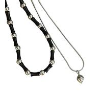 NTALJC de 2 colliers ras du cou vintage avec pendentif boucle de paix en pierre naturelle