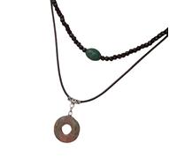 NTALJC de 2 colliers ras du cou vintage avec pendentif boucle de paix en pierre naturelle