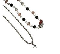 NTALJC de 2 colliers ras du cou vintage avec pendentif boucle de paix en pierre naturelle