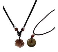 NTALJC de 2 colliers tendance avec pendentif en fme de rose et boucle de paix pour femme intéressée par le charme culturel traditionnel